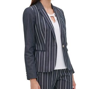 Tommy Hilfiger Striped Blazer - Navy and White